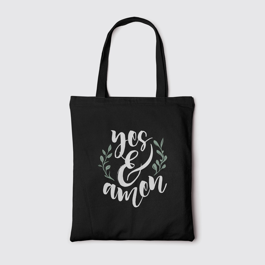 Yes & Amen | Christian Tote Bag Zipper (Black)