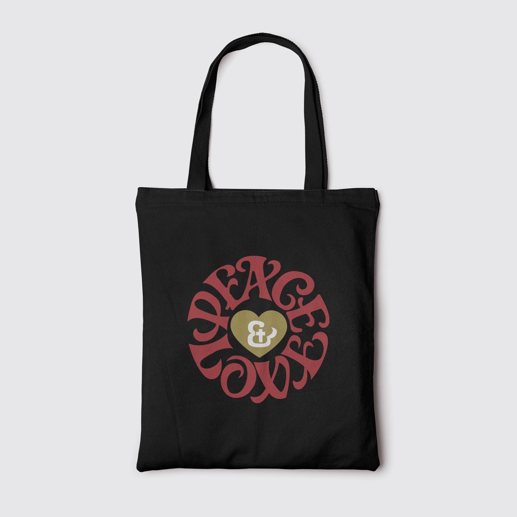 Peace & Love | Christian Tote Bag Zipper (Black)