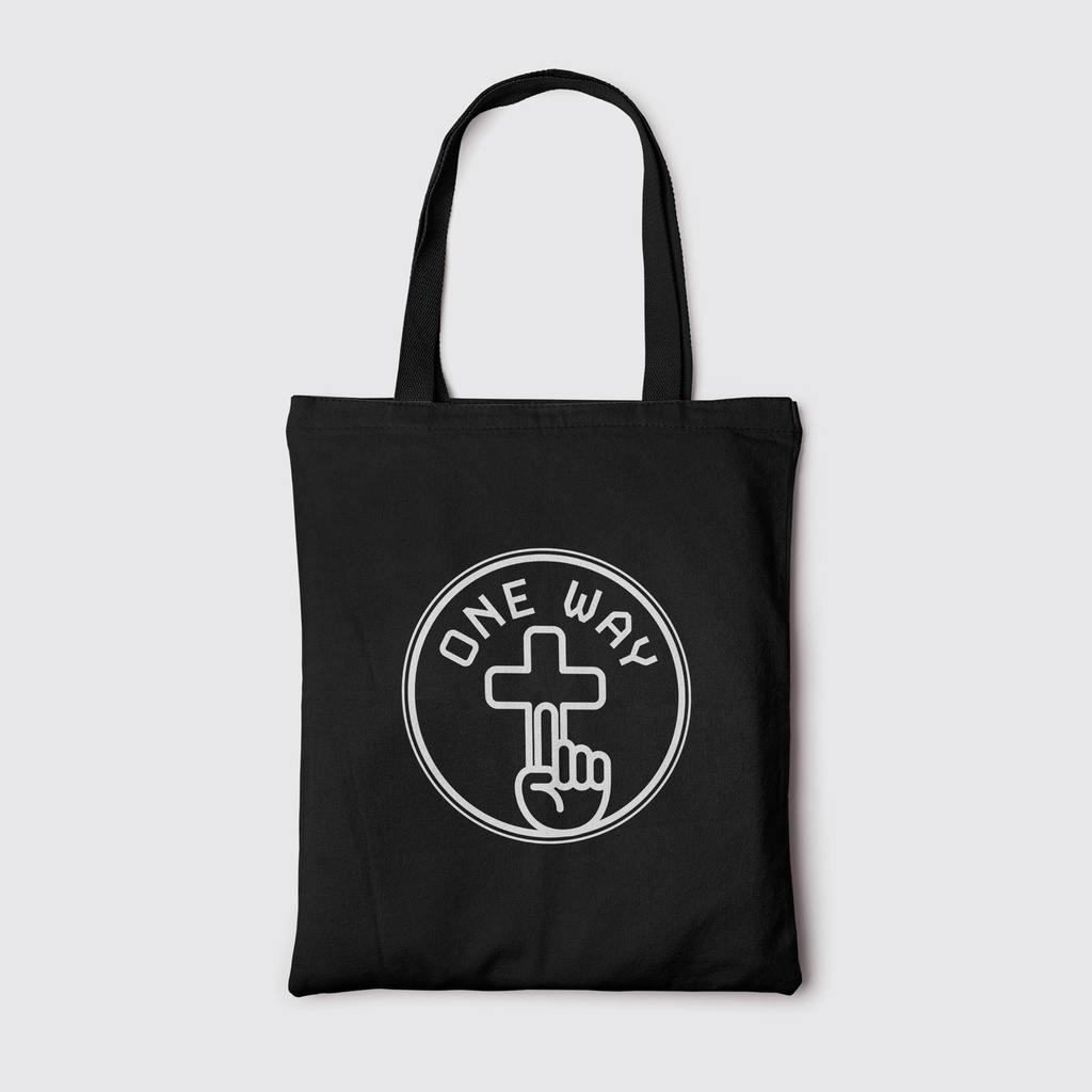 One Way | Christian Tote Bag Zipper (Black)