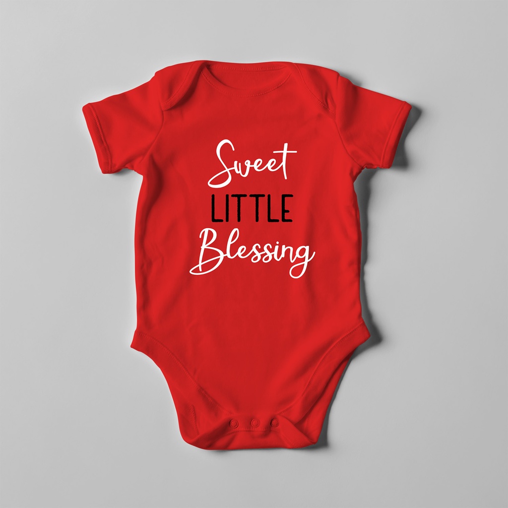 Sweet little blessing | Christian Baby Romper (0-5 Months, Red)