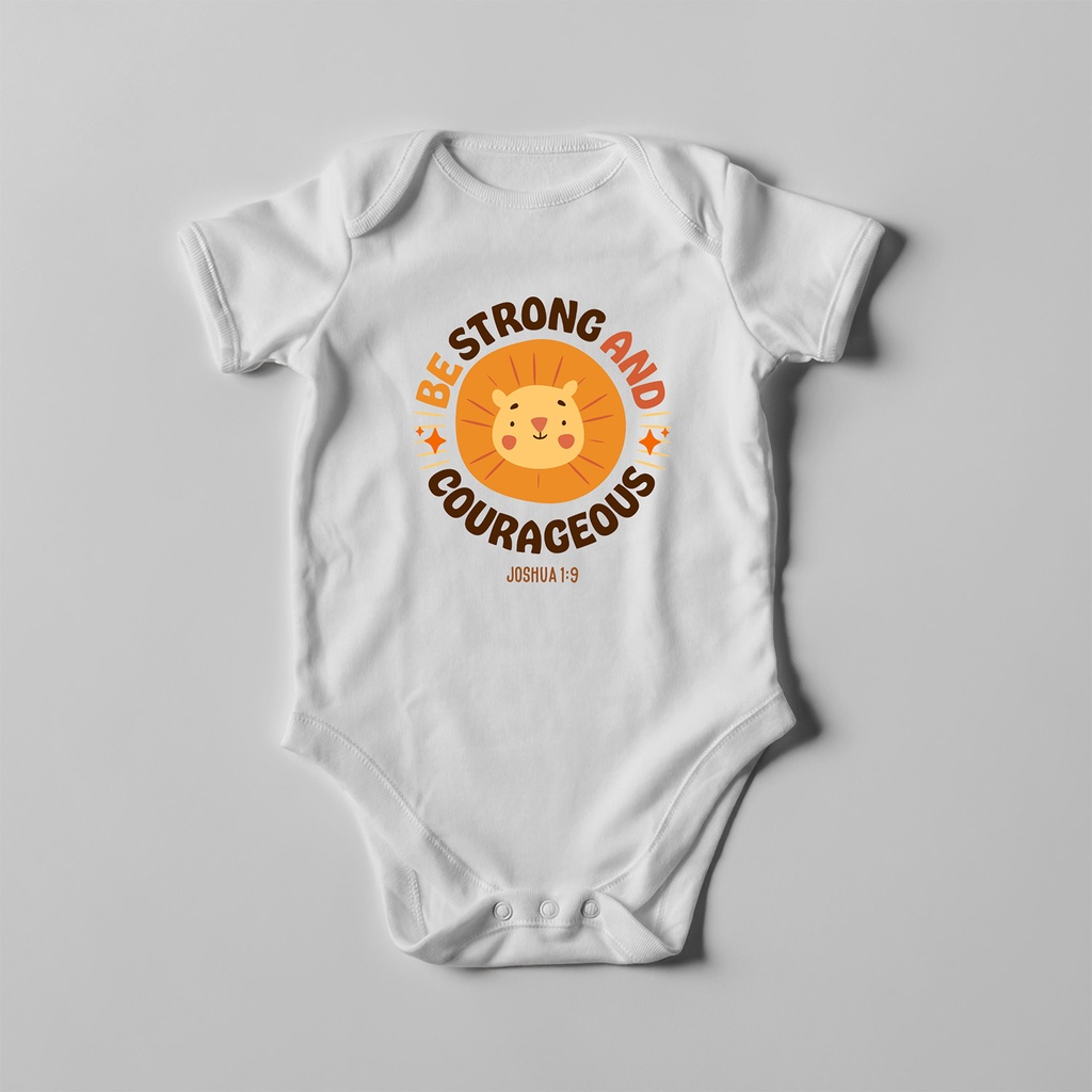 Be strong and courageous | Christian Baby Romper (0-5 Months)