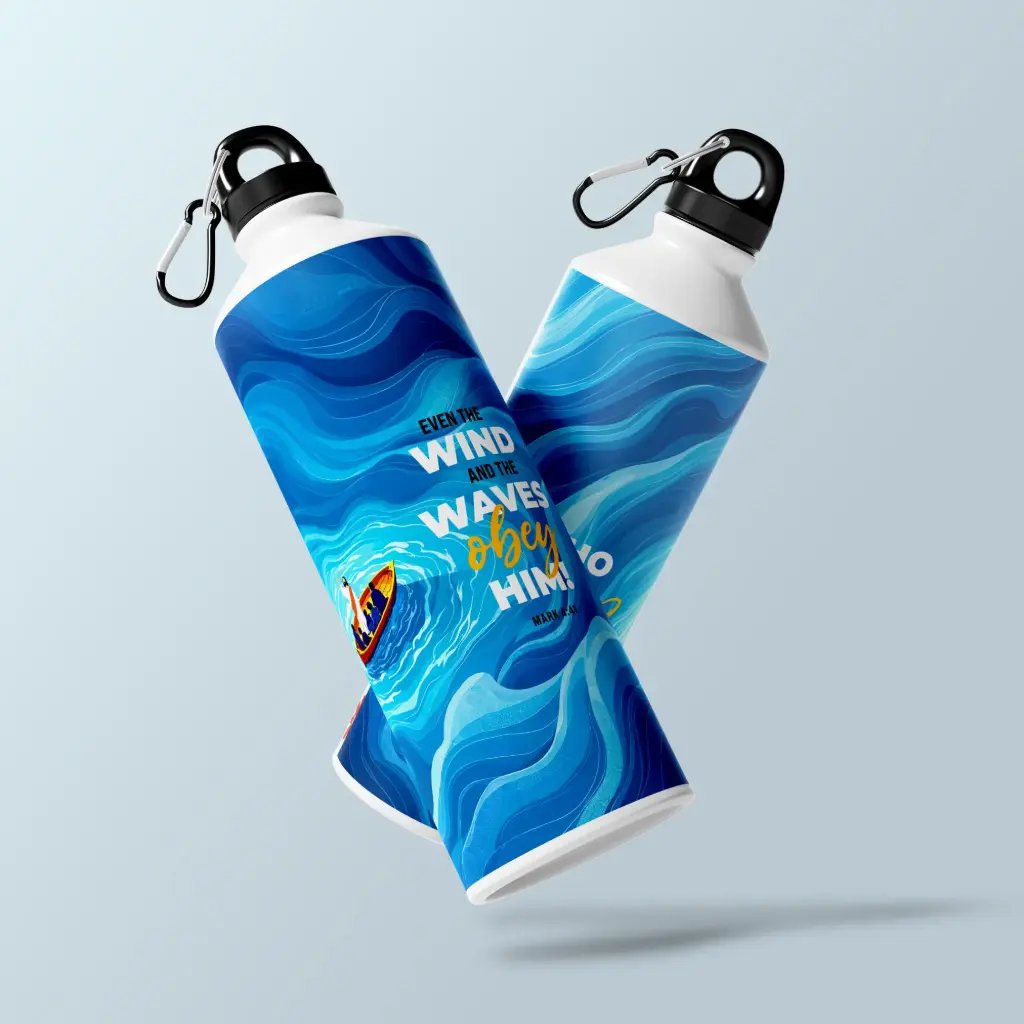 Even the Wind and the Waves obey Him | Mark 4:41 | Christian Bible Verse Sipper Bottle