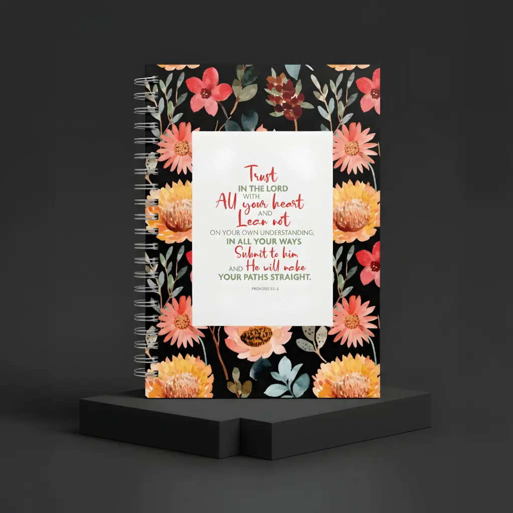 Trust in the Lord with all your heart and lean not on your own understanding | Proverbs 3:5–6 | Christian Bible Verse Notepad