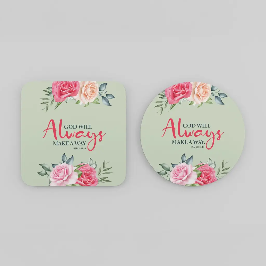 God will always make a way | Isaiah 43:19 | Christian bible verse acrylic coasters (Circle)