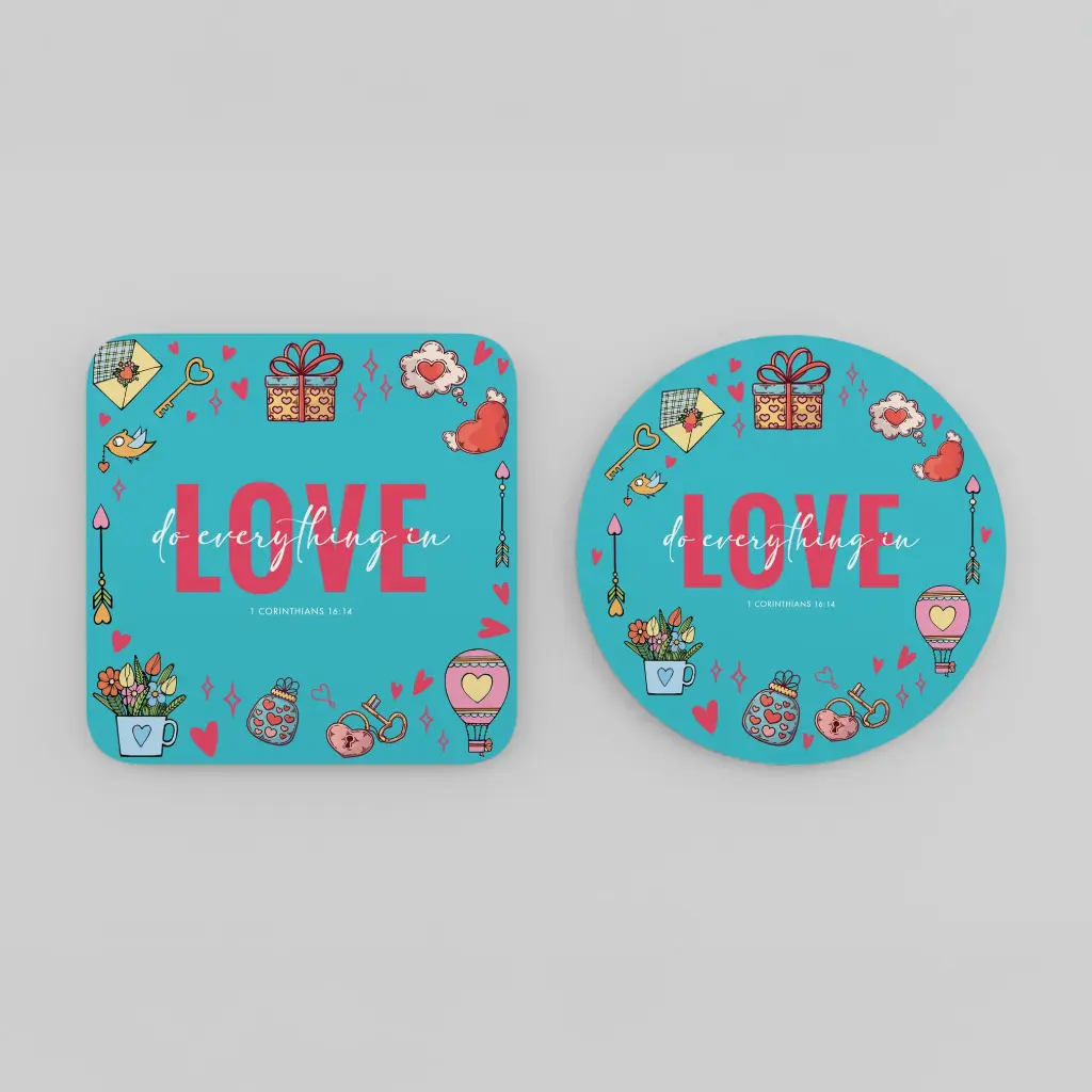 Do everything in love | 1 corinthians 16:14 | Christian bible verse acrylic coasters (Circle)