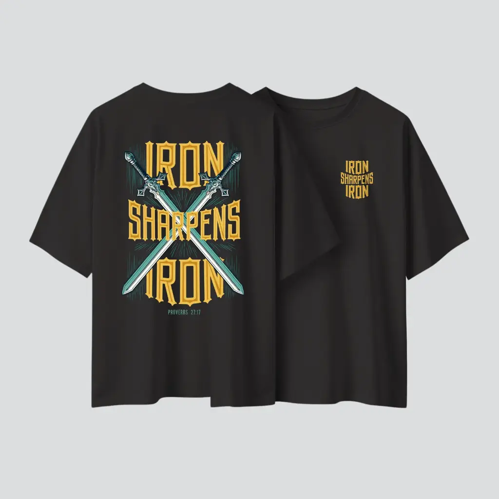 Iron Sharpens Iron | Proverbs 27:17 | Christian Bible Verse Oversized T-Shirt | Unisex