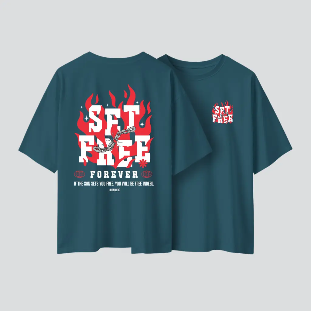 Set Free | John 8:36 | Christian Bible Verse Oversized T-shirt | Unisex