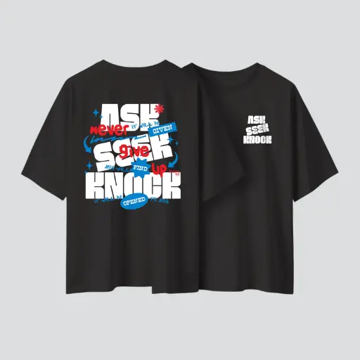 Ask Seek Knock | Matthew 7:7 | Christian Bible Verse Oversized T-shirt | Unisex