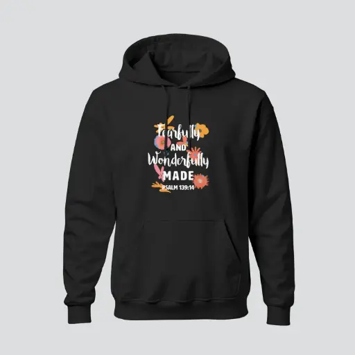 Fearfully Wonderfully Made | Psalm 139:14 | Christian Bible Verse Hoodies | Women's