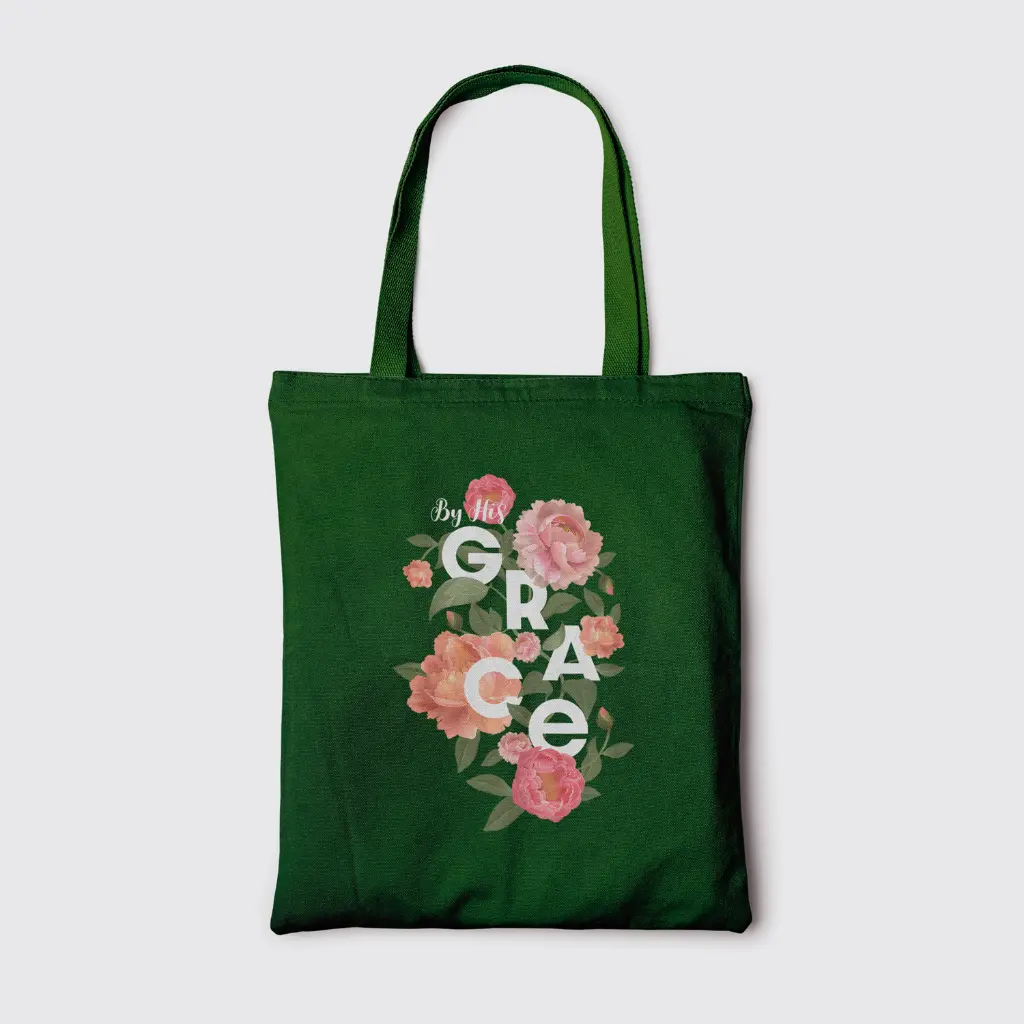 By His Grace | Christian Tote Bag Zipper