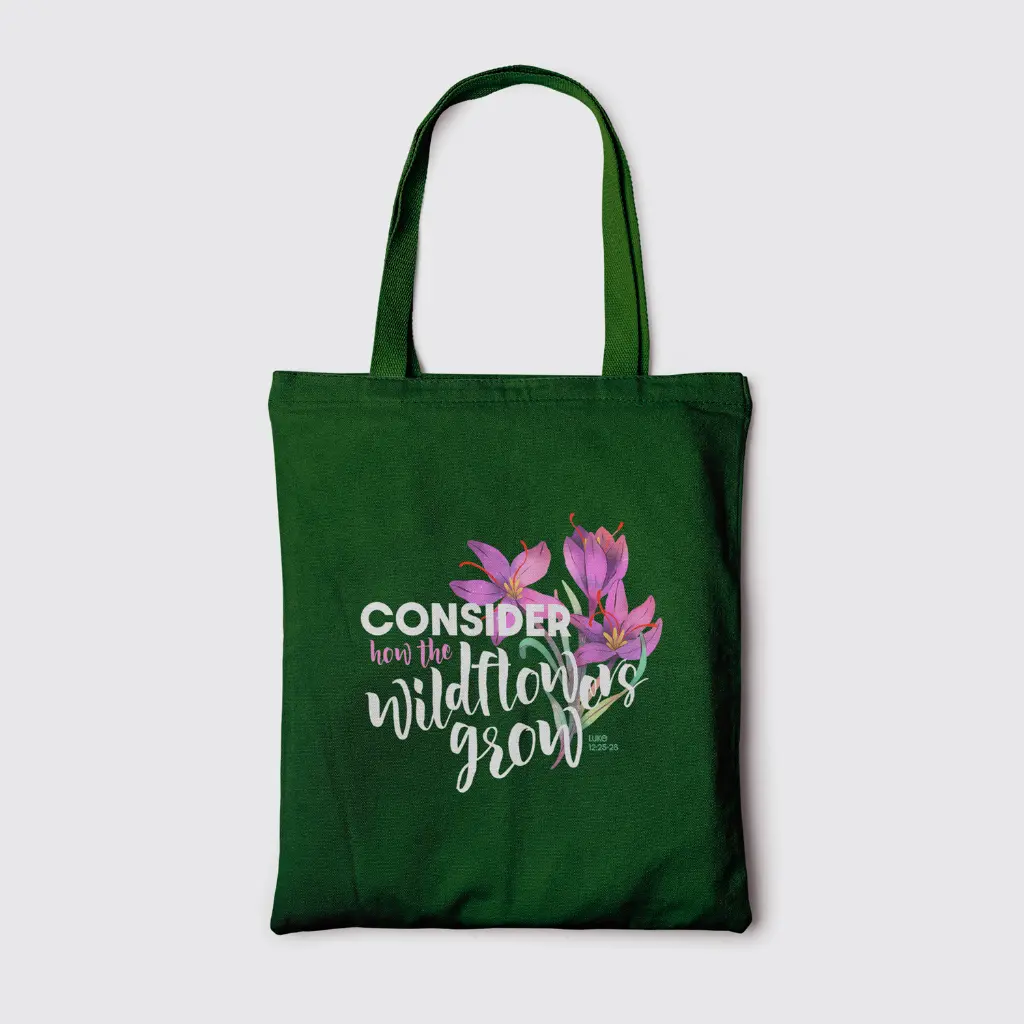 Consider how the Wild Flowers Grow | Christian Tote Bag Zipper