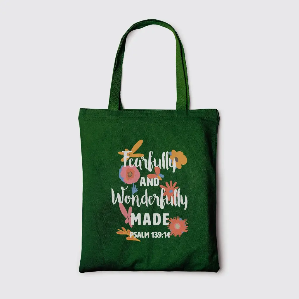 Fearfully and Wonderfully Made | Christian Tote Bag Zipper
