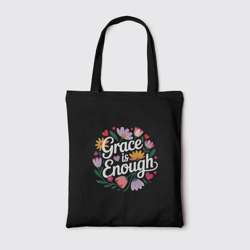 Grace Is Enough | Christian Tote Bag Zipper