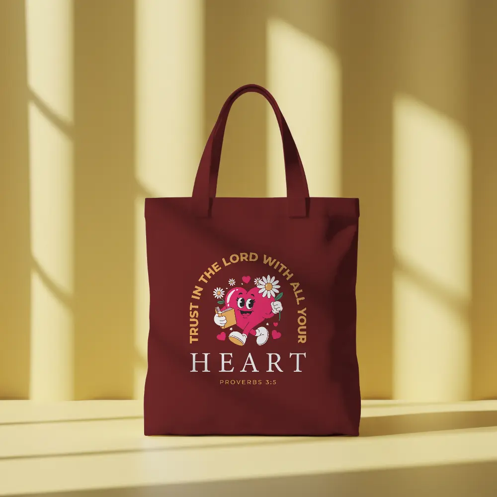 Trust in the lord with all your Heart | Christian Tote Bag Zipper