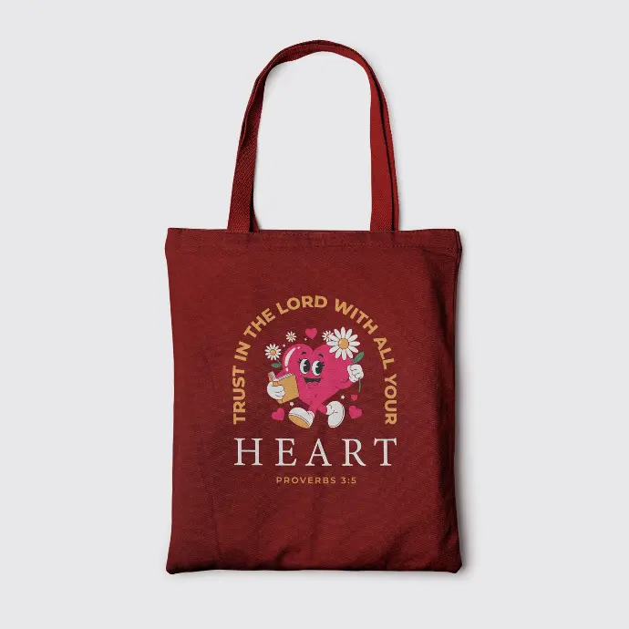Trust in the lord with all your Heart | Christian Tote Bag Zipper
