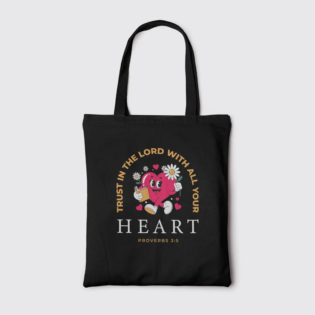 Trust in the lord with all your Heart | Christian Tote Bag Zipper
