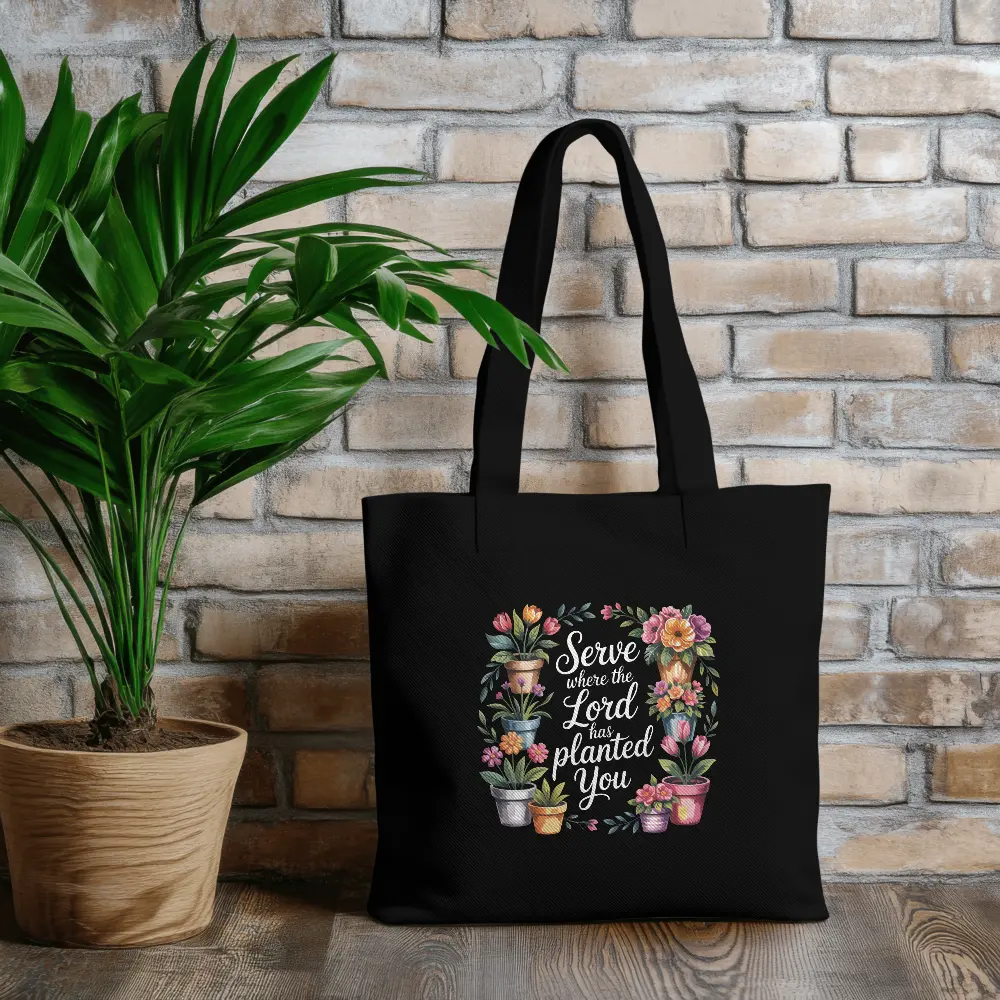 Serve the Lord | Christian Tote Bag Zipper