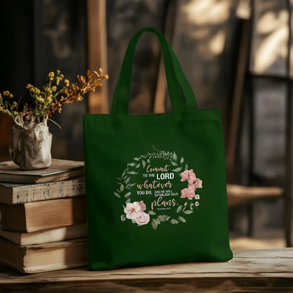 Commit To The Lord | Christian Tote Bag Zipper