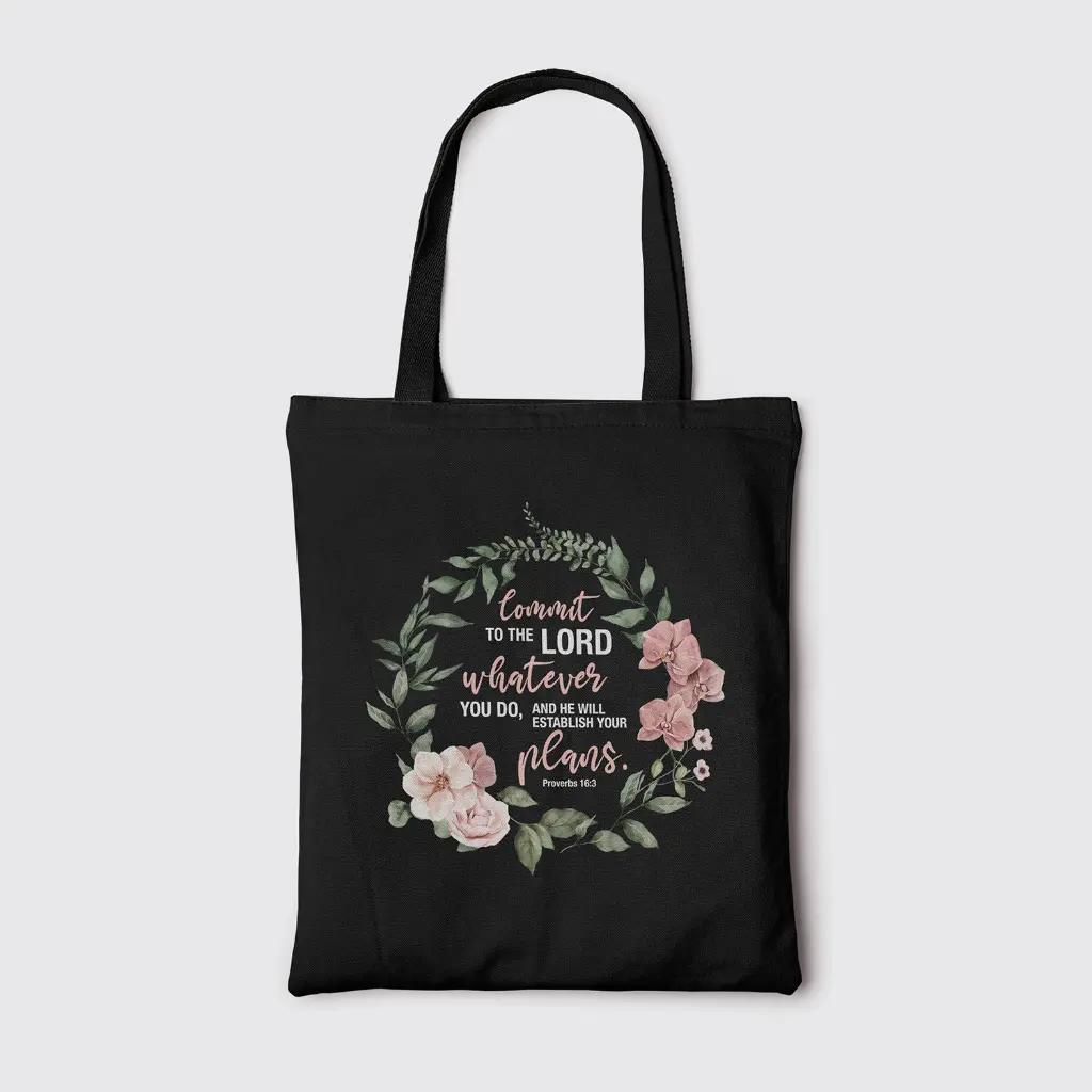 Commit To The Lord | Christian Tote Bag Zipper