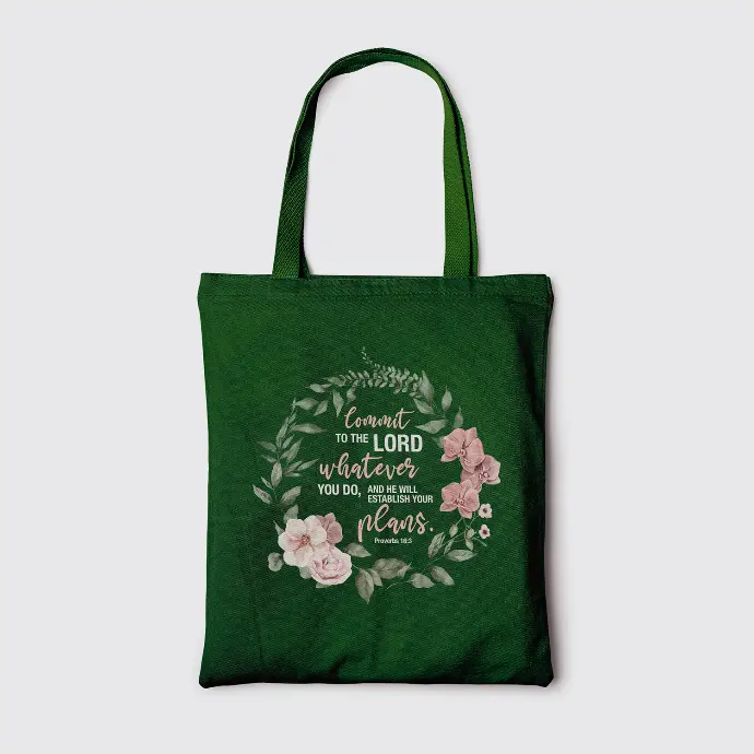 Commit To The Lord | Christian Tote Bag Zipper
