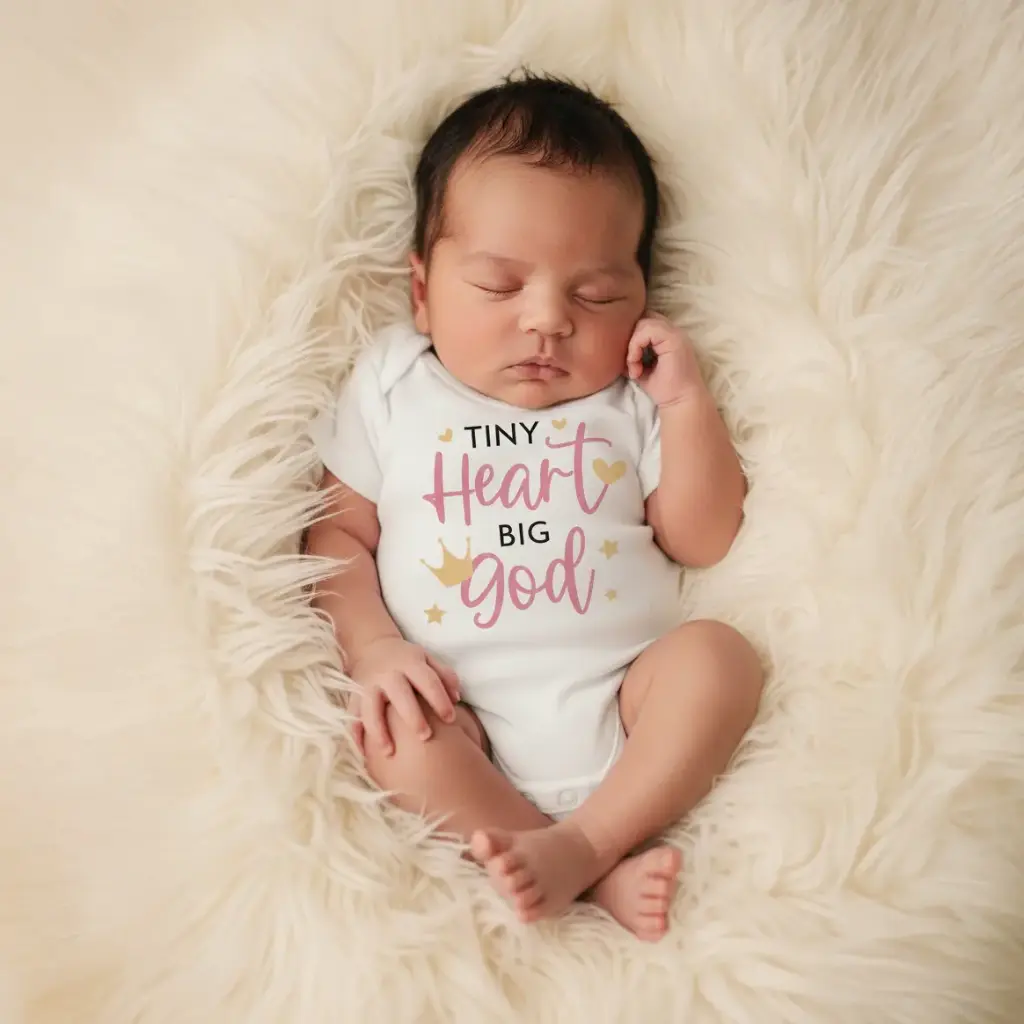 Tiny heart big god | Christian Baby Romper