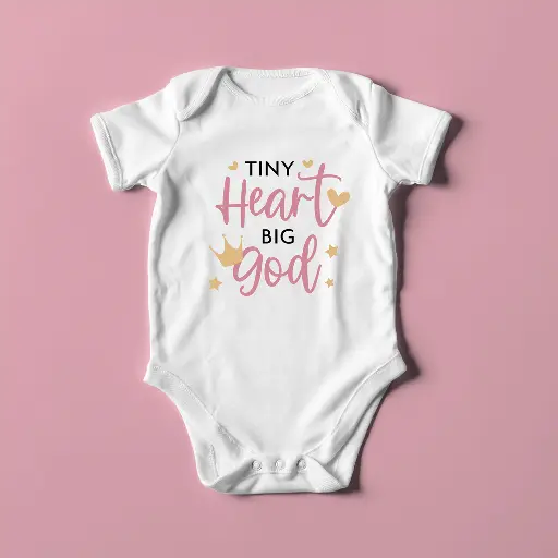 Tiny Heart Big God | Christian Baby Romper