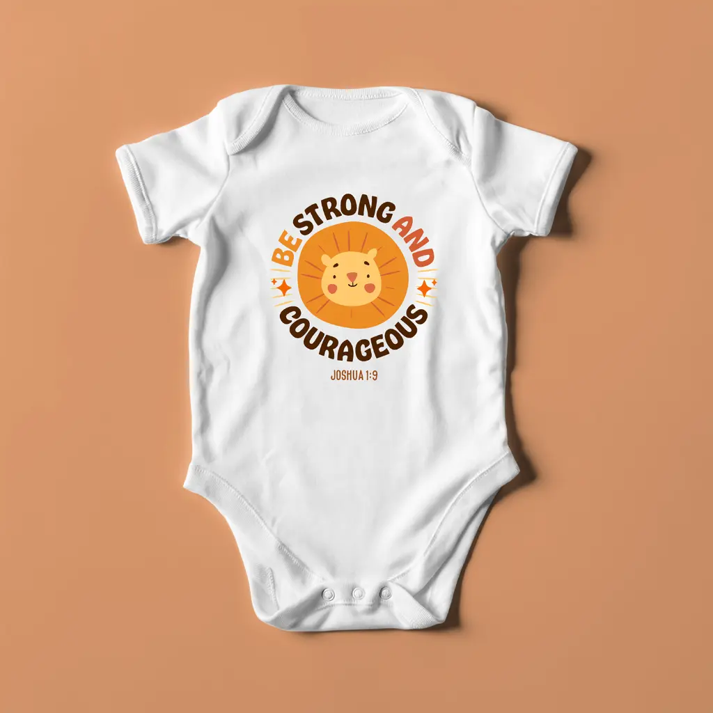 Be strong and courageous | Christian Baby Romper
