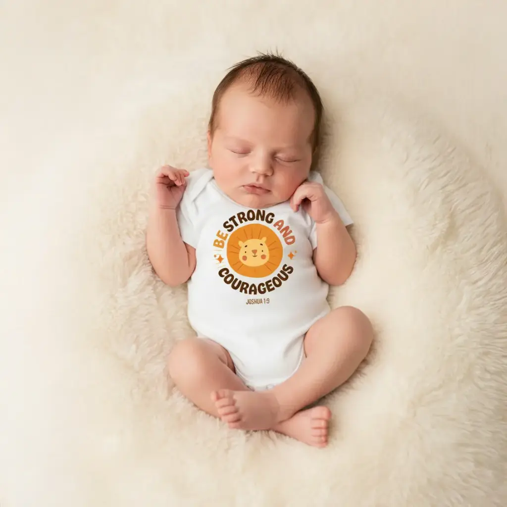 Be strong and courageous | Christian Baby Romper