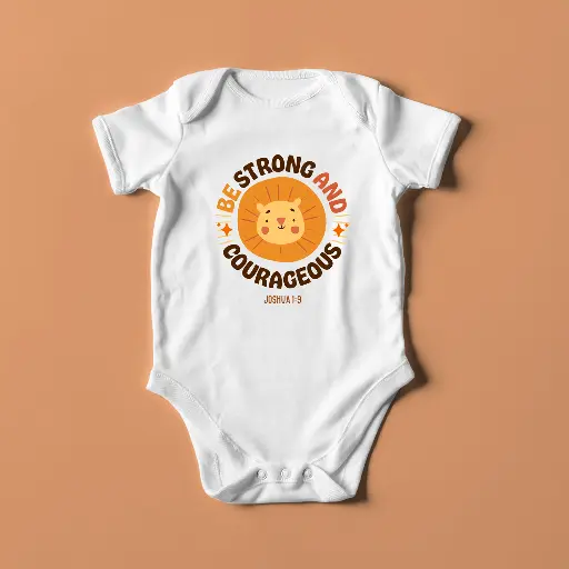 Be Strong And Courageous | Christian Baby Romper