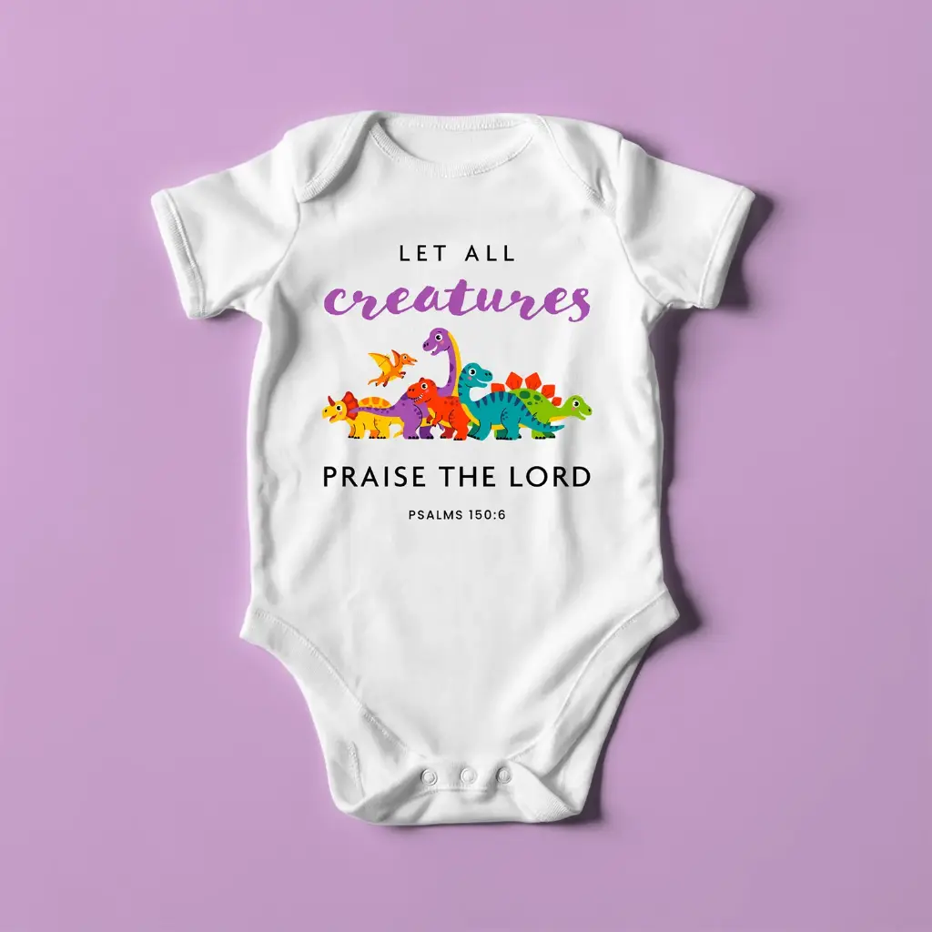 Let all creatures praise the lord | Psalm 150.6 | Christian Baby Romper
