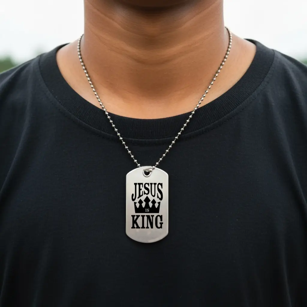 Jesus is king | Every knee shall bow, every tongue confess | Philippians 2:10-11 | Christian bible verse military dog tag