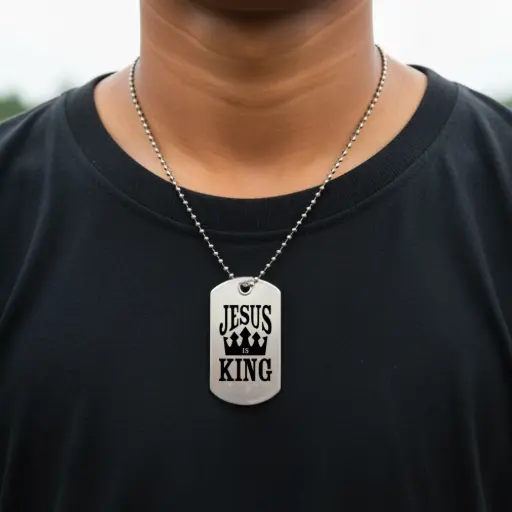 Jesus Is King | Every Knee Shall Bow,Every Tongue Confess| Philippians 2:10-11 | Christian Bible Verse Military Dog Tag