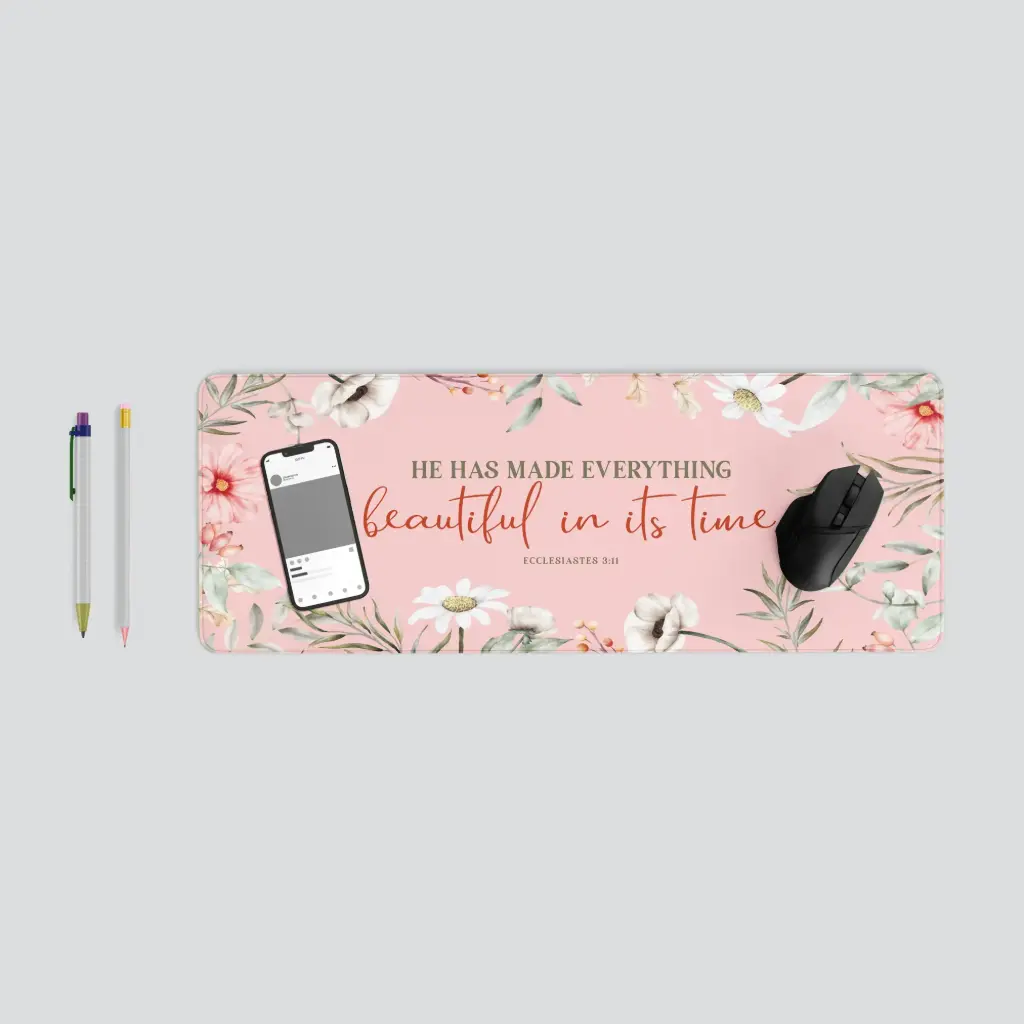 He has made everything beautiful in its time | Ecclesiastes 3:11 | christian bible verse gaming pad