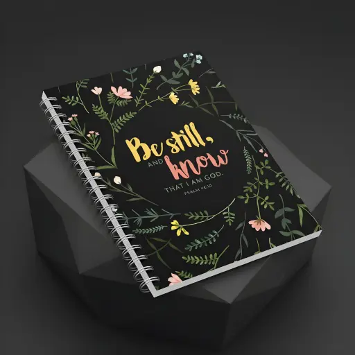 Be still, and know that I am God | Psalm 46:10 | Christian Bible Verse Notepad