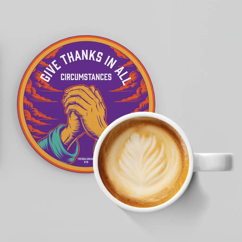 Give thanks in all circumstances | Thessalonians 5:18 | Christian bible verse acrylic coasters