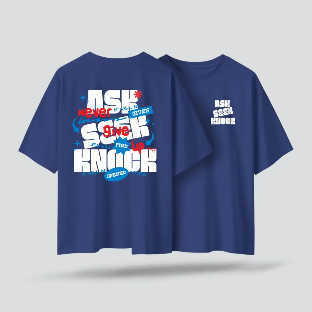 Ask Seek Knock | Matthew 7:7 | Christian Bible Verse Oversized T-shirt | Unisex | Sale