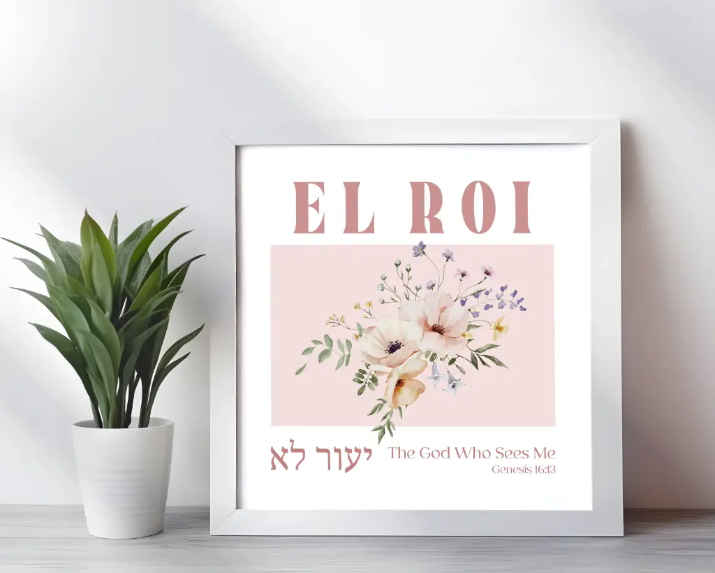 EL ROI | The god who sees me | Genesis 16:13 | Hebrew Names | Christian wall decor | 10x10 Inches