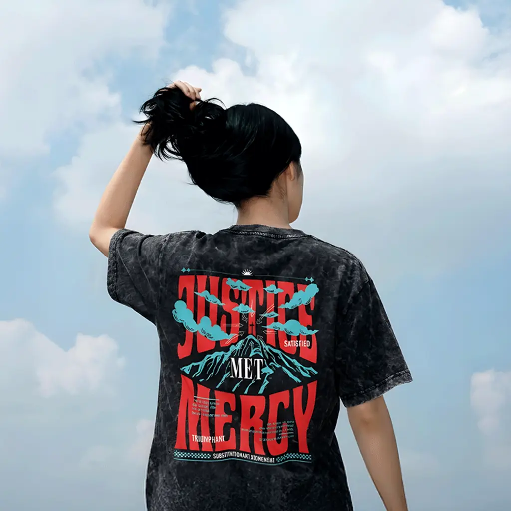 Justice Met Mercy | 2 Corinthians 5:21 | Christian Bible Verse Premium Acid Wash Oversized T-Shirt | Unisex