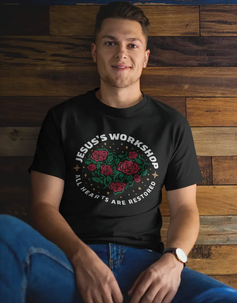 Jesus's Workshop | Psalm 34:18 | Christian Bible verse T-Shirt | Unisex