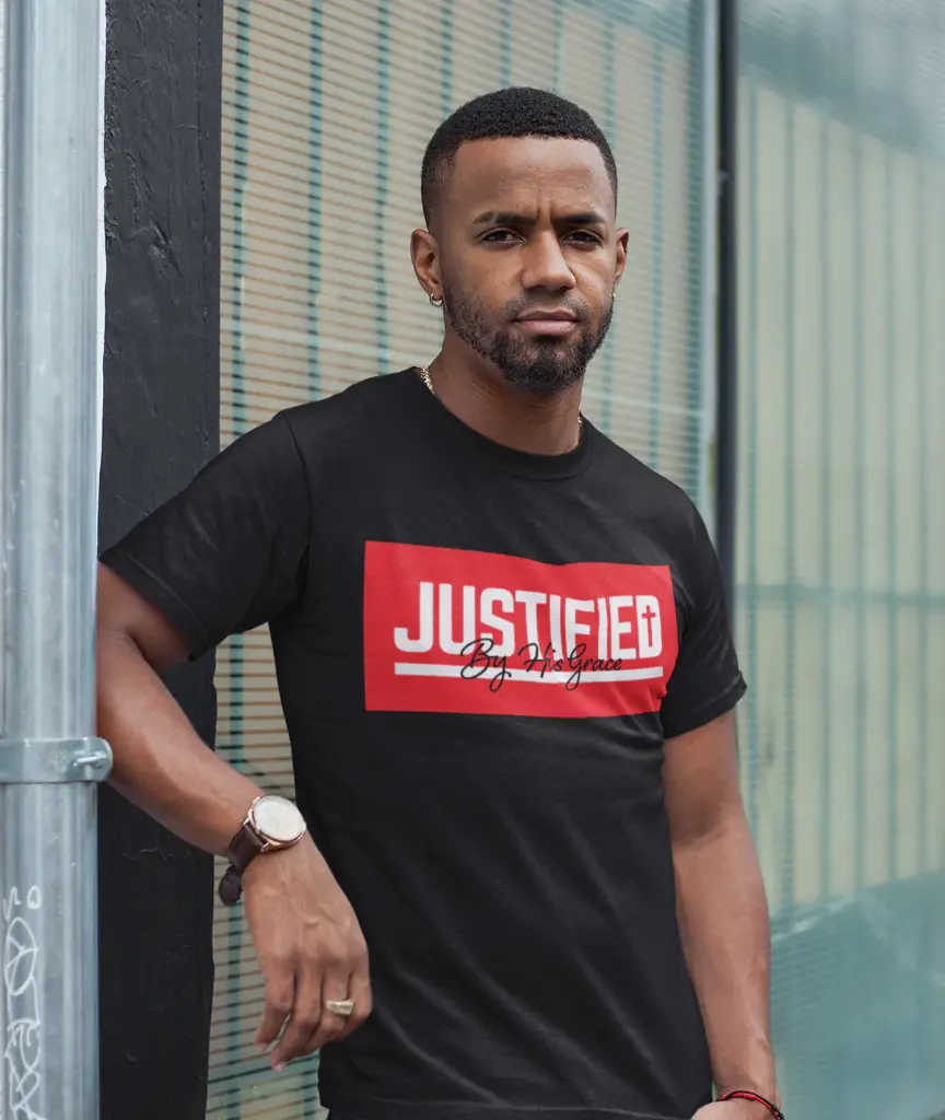 Justified By His Grace | Romans 3:24 | Christian Bible Verse T-Shirt | Unisex