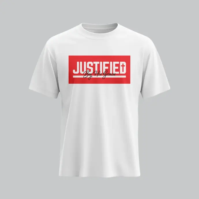 Justified By His Grace | Romans 3:24 | Christian Bible Verse T-Shirt | Unisex