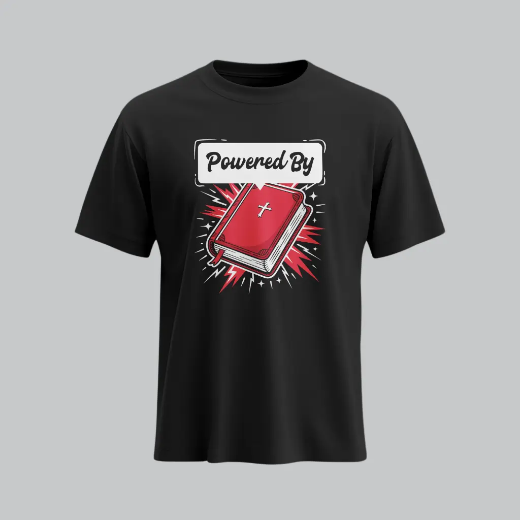 Powered By | Hebrews 4:12 | Christian Bible Verse T-Shirt | Unisex